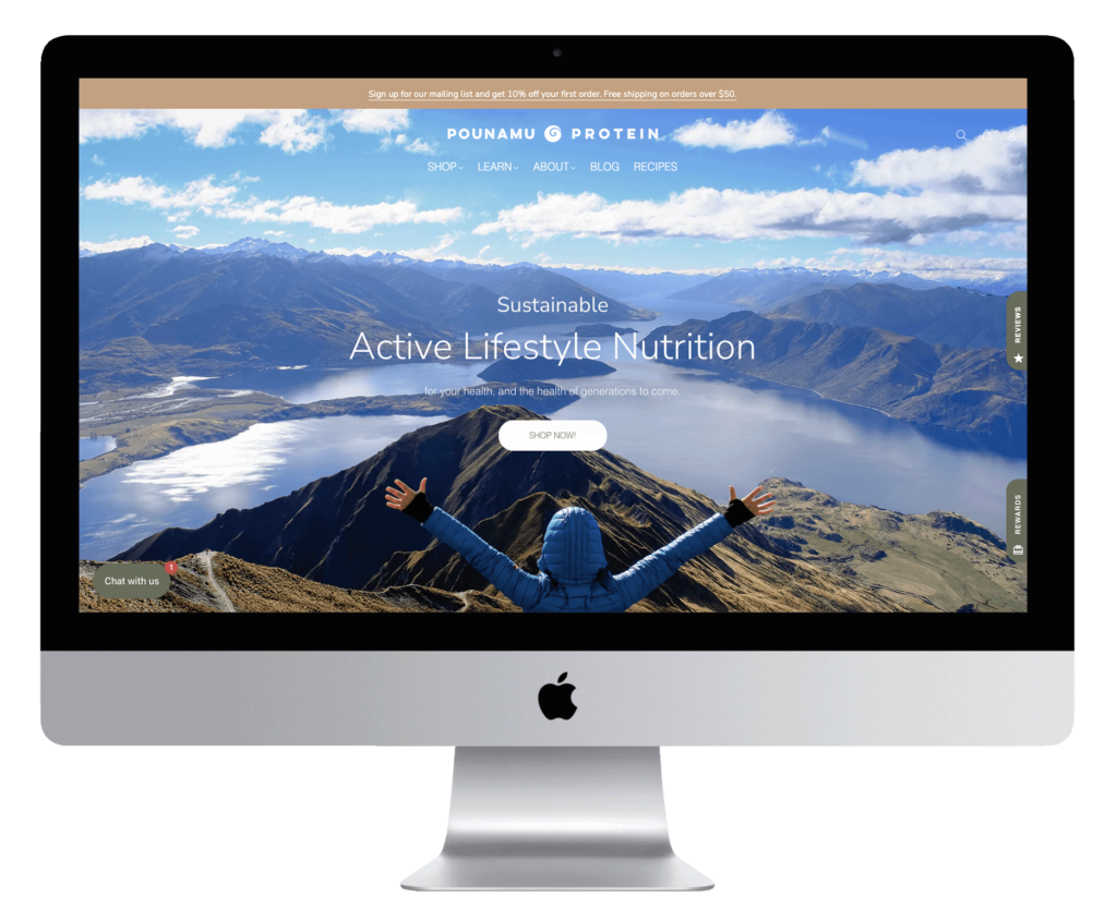 Pounamu Protein e commerce website designed on the Shopify platform